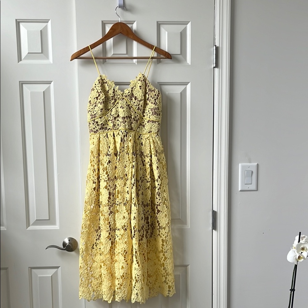 Yellow Lace Midi Dress